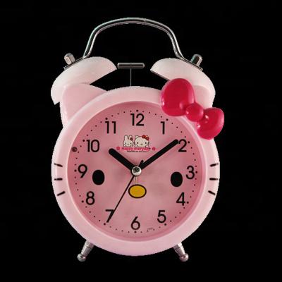 China LUMINOVA 4 Inch Cute Kitty Two Bell Lighted Alarm Clock for sale