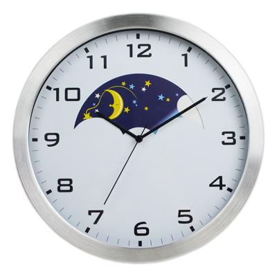 China CREATIVE Aluminum Sun and Moon Moving Dail Wall Clock for sale