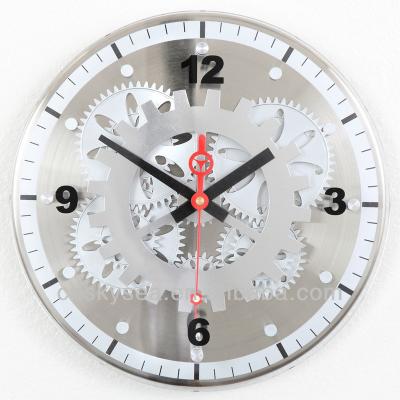 China Home Decoration Clock Move-Gear Wall Clock With Glass Cover for sale