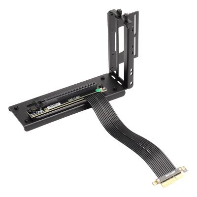 China PVC+Copper 2021 Newest Black PCI Express 4.0 x4 to x16 GPU+ Flexible Riser Cable Gen4 RTX 3090 Video Cards Extension Cable Riser Bracket for sale