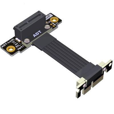 China PVC+Copper 2021 PCIe X1 Riser Cable Dual 90 Degrees 4.0 x1 to x1 Extension Cable PCI Express 1x Riser Card Ribbon Extra Gen4 16G/Bps for sale