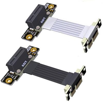 China New Black&Silver PVC+Copper Riser PCI-E 4.0 X1 PCI Express 1X Gen4 Riser Extension Cables Double 90 Right Angle Riser Card ATX Extender for sale