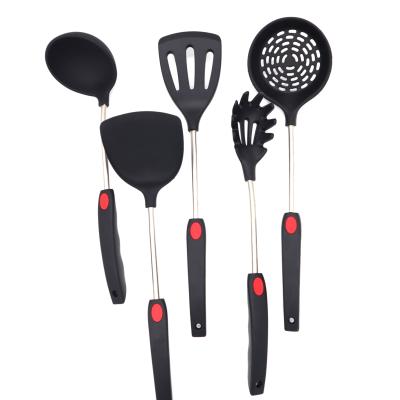 China Sustainable cheap 5 pcs kitchen utensils set silicone cooking cookware sets stainless steel kitchenware for sale