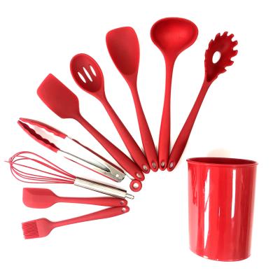 China Sustainable Kitchen Utensil Set 10 Pieces Allinclusive Silicone Silicone Kitchenware Set for sale