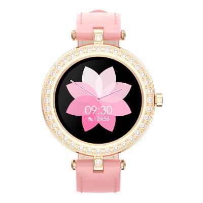 China Best Pink MP3 Playback Color Leather Band Touch Screen Water Proof Smart Watch For Women Lady And Girls for sale