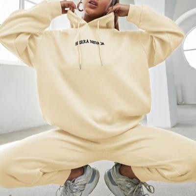 China Wholesale Anti-wrinkle Fashion 2021 New The Most Popular High Quality Letter Embroidery Drop Shoulder Hoodie And Sweatpants for sale