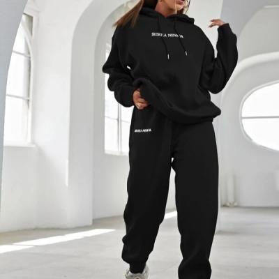 China wholesale Anti-wrinkle new fashion the most popular high quality letter embroidery casual Hoodie and sweatpants for sale