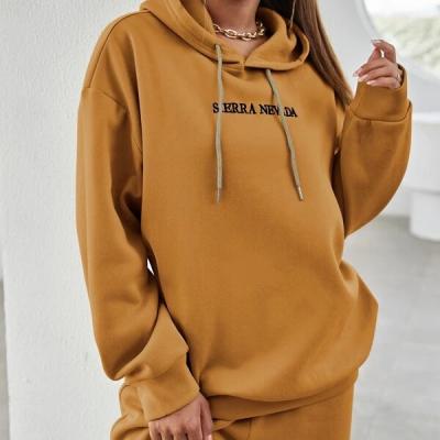 China Anti-wrinkle 2021 New Design Fashion Most Popular High Quality Hoodies Jogger Drop Shoulder Drawstring Women's Casual Hoody Set for sale