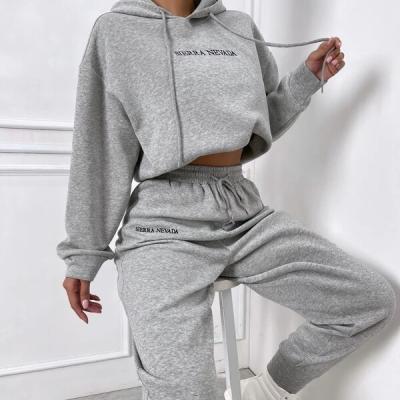 China Anti-wrinkle 2021 New Design Fashion Most Popular High Quality Hoodies Jogger Drop Shoulder Drawstring Women's Casual Hoody Set for sale