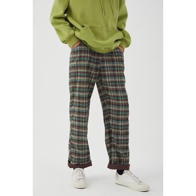 China 2021 new fashion unisex plaid street embroidery cartoon style workable casual pants for men for sale