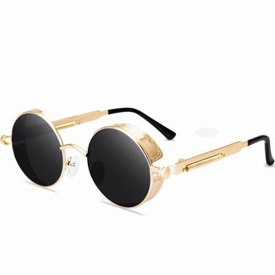 China Fashion Sunglasses 58028 Steampunk Retro Vintage Mens Round Shades Steampunk Sunglasses Classic Metal Frame for sale