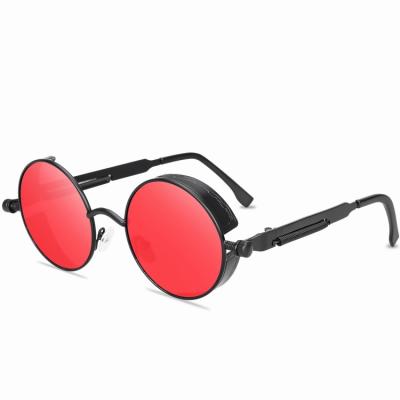 China Fashion Sunglasses Wholesale 58028 Shades 2019 Retro Steampunk Vintage Men's Round Glass Lens Sunglasses Metal Punk Frame for sale