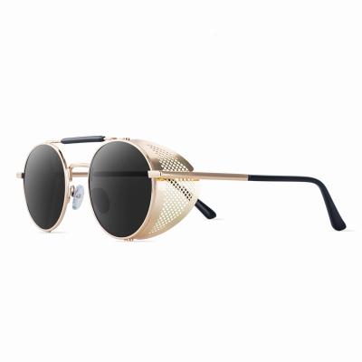 China Fashion Sunglasses Wholesale 66247 Steampunk Gothic Polarized Sun Glasses Metal Frame UV Sun Glasses Women Men Full Face for sale