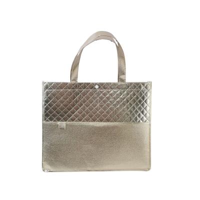 China Advertising Embossed Promotional Nonwoven Bag LOGO Non-Woven Fabric Bag Custom Laser Tote Bag NO-Woven Metallic Film for sale