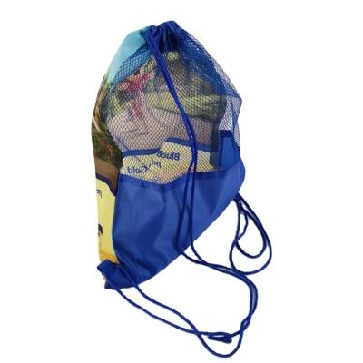 China Reusable Kids Backpack Football Polyester Mesh Drawstring Bag Small Pack Pouch for sale