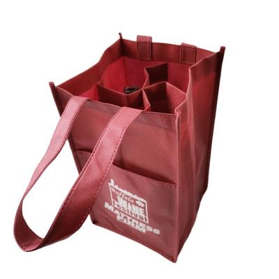 China Custom Divided Reusable Nonwoven Wine Bag Insulated Wine Tote Bag Wholesale for sale