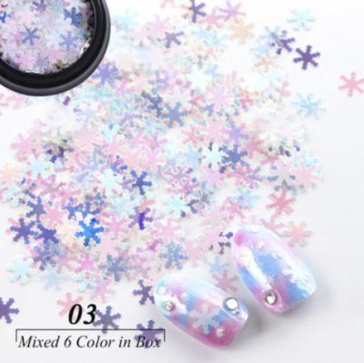 China Soft Holographic Laser Effect Christmas Nail Art Paper Adhesive Super Thin Snowflake Sequin for sale