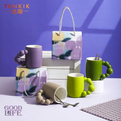 China Viable Shine The Apple Choice Nordic Cute Gift Olive Green Purple Ceramic Bead Cup Style Mug for sale