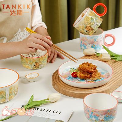 China Gift Friend Wedding Keepsake Food Grade Porcelain Bowl Dish Set Tableware Viable Custom Packing Cookware for sale