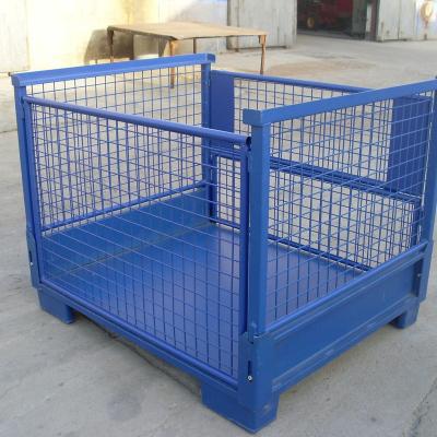 China Foldable Wire Mesh Container With Base Plate With Powder Coating for sale