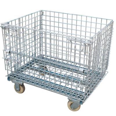 China Logistics transport warehouse wire mesh container with wheels for sale