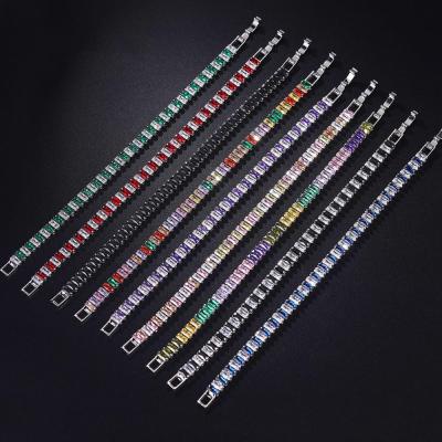 China Real CLASSIC Women Bracelet Crystal Safety Clasps Tennis Bracelets Rainbow Gold 5mm Set Colorful Zirconia Femme Bridal Wedding Jewelry for sale