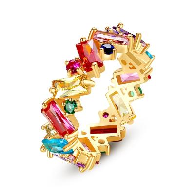 China Trendy Trendy Jewelry Bling Irregular Colorful Zircon Finger Band Rings For Women Gift 2022 New for sale