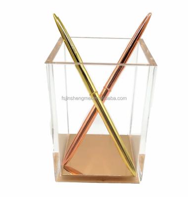 China Wholesale Office Durable Rose Gold Acrylic Pen Holder for sale