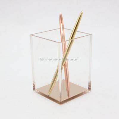 China Eco-friendly Gold Color Factory Supply Acrylic Pencil Holder For School for sale