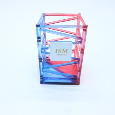 China JSM R Recyclable Colorful Acrylic Desktop Storage Box Z Pen Pencil Holder Container Shape Office Use Square Stationery Organizer for sale