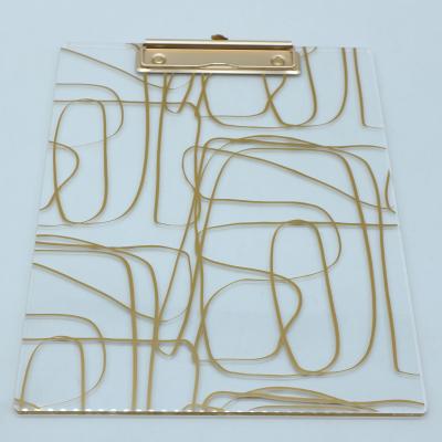 China Wholesale JSM Acrylic ELEGANT transparent gold logo LADY SERIES Art Customized hospital for exams nurse A4 folder acrylic clipboard for sale