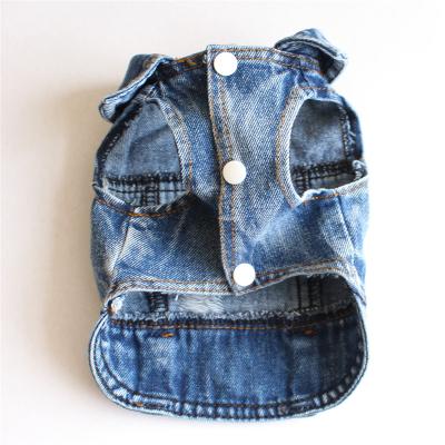 China Wholesale High Quality Viable Small Solid Denim Dog Fashion Pet Jacket Autumn Blue Jean Puppy Vest for sale