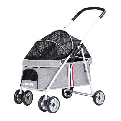 China Wholesale Fashionable Luxury Foldable Four Wheel Outdoor Wagon Teddy Corgi Stroller Portable Pet Travel Cart Puppy For Cat Dog for sale