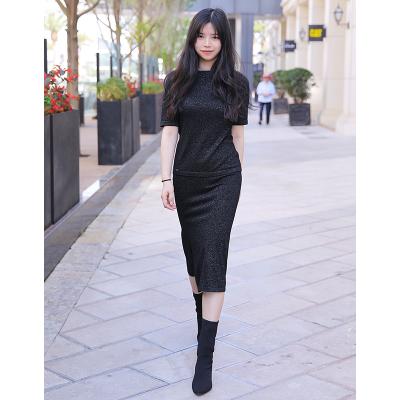 China High Quality Light And Thin High Waist Slim Sequins Women'S Black Pencil Skirt for sale