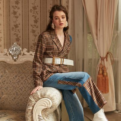 China RENI Original Anti-wrinkle retro plaid loose wide-leg street fashionista street fashionista straight casual pants for sale