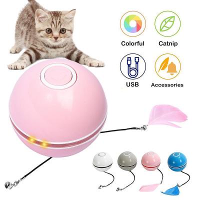 China USB Rechargeable Smart Self Stocked Cat Toys Ball Interactive Catnip Rotating Colorful LED Balls Toys For Cat Funny for sale