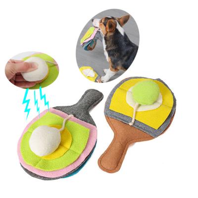 China Ping Pong Shape Food Sniff Chew Dog Toy IQ Training Puzzle Game Sniffing Interactive Plush Toy for sale