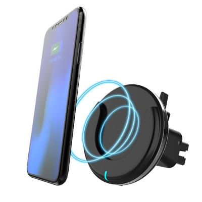 China Car Auto Mount Air Vent Ring Stand Lock Way 2022 Smart 15w Qi Magnet Fast Charging Wireless Charger For Smartphones Car Play Wireless Adapter for sale