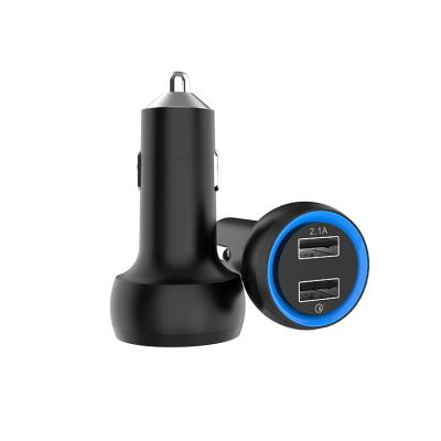 China Parking Locator Hot 2022 2 In 1 Fast Charging Dual Usb Ports APP QC 3.0 Multifunction Car Charger With Customize LED Ring Light for sale