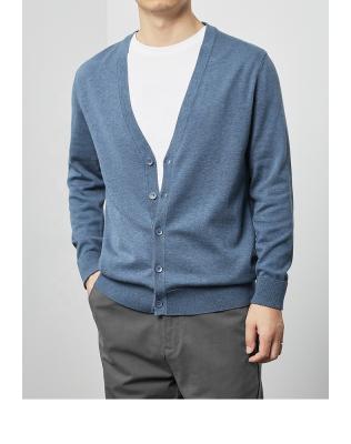 China High quality navy blue men's anti-pilling cardigan cashmere sweater UK custom knit cashmere cardigan sweater for sale