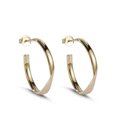 China FASHIONABLE Wholesales 925 Silver Popular Fine Jewelry 18K Gold Plated Aura Glossy Hoop Earrings for sale