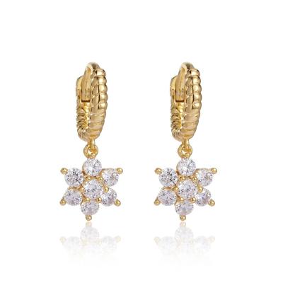 China FASHIONABLE Wholesales Fine Jewelry 925 Silver Gold Plated 18K Flower Charming Women Dangle Earrings for sale