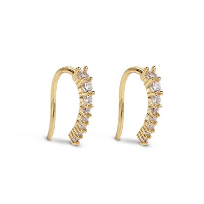 China Elegant Fine Jewelry 925 Silver Gold Plated 18K Zircon CC Hoop Earrings For Women Jewelry for sale