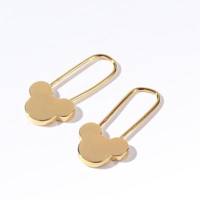 China New Cute Minimalist Women Fine Jewelry 925 Silver Gold Plated 18K Pin Hoop Earring Cartoon for sale