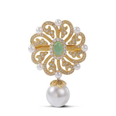 China Aura Flower Pattern With Shiny Classic Hot Selling Luminous Bead Pendant Brooch Pin For Women for sale