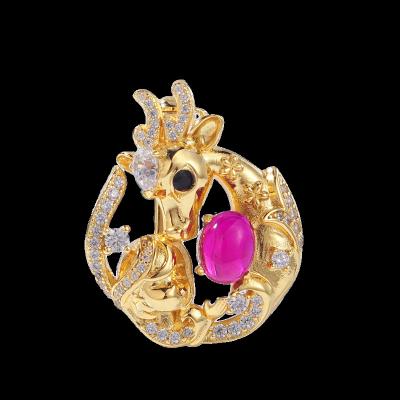 China Fashion Luxury Wholesale Jewelry High Grade Unique Design Deer Pattern Brooches For Women for sale