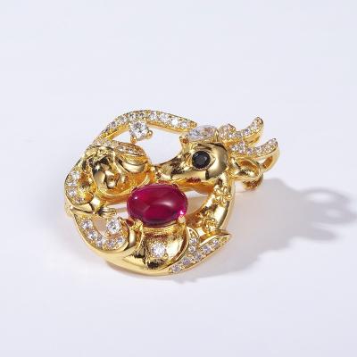 China Factory Supply Luxury Zircon Deer Shape Brooch Accessories Jewelry For Women Gift for sale