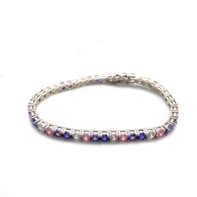 China FASHIONABLE Hot Sale Gold Plated Jewelry 925 Luxury Silver Colored Zircon Tennis Chain Bracelet for sale