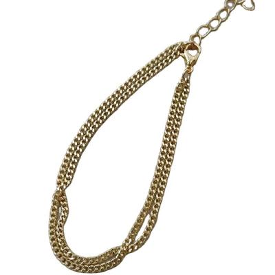 China Hot Selling 925 Minimalist Silver Minimalist Double Adjustable Gold Plated Link Chain Bracelet for sale