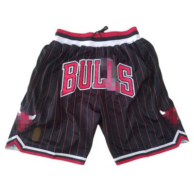 China Black Bulls Shorts Antibacterial Customizable Men's Shorts Embroidery Logo Fair Basketball Shorts Retro for sale